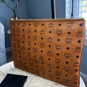MCM Cognac Visetos Monogram Leather Messenger Bag PRICE FIRM Org. Receipt attach
